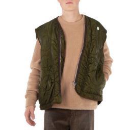 Mens Dark Moss Zipped Vest, Size Medium