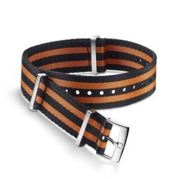 Nato 19-20 mm Black and Orange Polyamide Watch Band