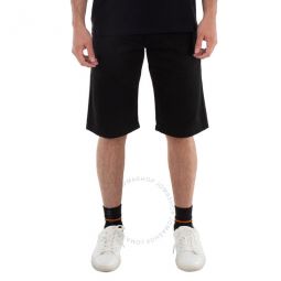 Mens Black Knee-Length Denim Shorts, Brand Size 46 (US Size 36)