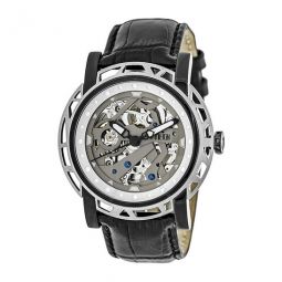 Stavros Black Skeleton Two Tone Mens Watch