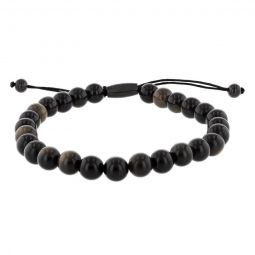 Mens Obsidian Bead Bolo Bracelet