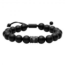 Mens Onyx Bead Bolo Bracelet