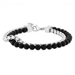 Mens Onyx Bead Bolo Bracelet