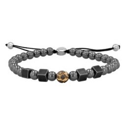 Mens Stainless Steel Hematite Bead Bolo Bracelet