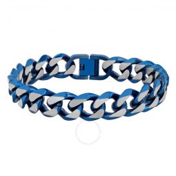 Stainless Steel With Blue Finish Curb Link Bracelet