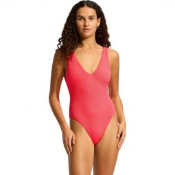 Sea Dive Deep V-Neck Maillot One-Piece Swimsuit - Womens