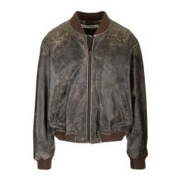 Acne Studios 로고 엠보싱 페이디드 레더 재킷 B70151