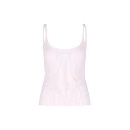 Courreges 로고 자수 골지 민소매 탑 PERMDE012FI0001