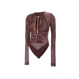 Elisabetta Franchi 프린트 네크리스 바디수트 BO02057E2