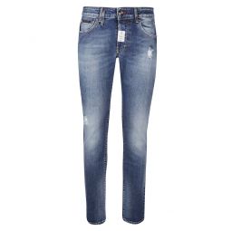 Philipp Plein 로고 패치 스트레이트 컷 진 FACCMDT3556PDE004N
