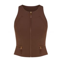 Elisabetta Franchi 지퍼 디테일 더블 레이어 크레이프 탑 TO03756E2
