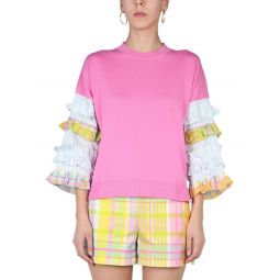Boutique Moschino 러플 슬리브 크루넥 스웨트셔츠 09070801