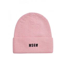 MSGM 로고 자수 턴업 챙 비니 모자 3740ML02247575