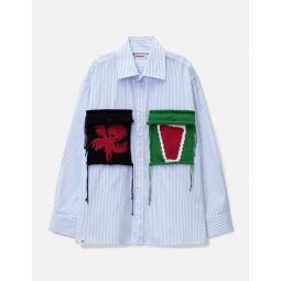 Oversized Long Sleeve Shirt With Knit Patch
