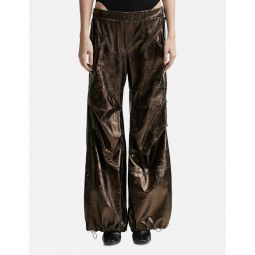WET LEATHER CARGO PANTS