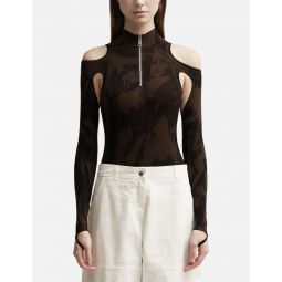 CUT-OUT PRINTED SCULPTING BODYSUIT