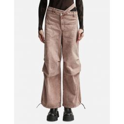 WASHED DENIM CARGO PANTS