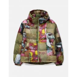Printed Faces Collage Puffer Jacket