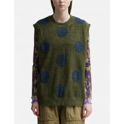 Teddy Fur Dot Knit Sweater Vest