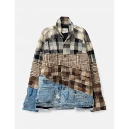 Mixed Plaid Shawl Collar