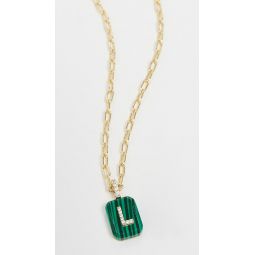 Initial X Malachite Dog Tag Necklace