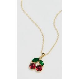 Green and Red Stone Cherry Pendant Necklace