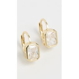 CZ Bezel Emerald Baguette Huggie Earrings