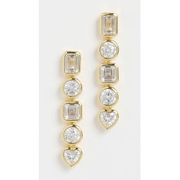CZ Multi Shape Bezel Drop Stud Earrings