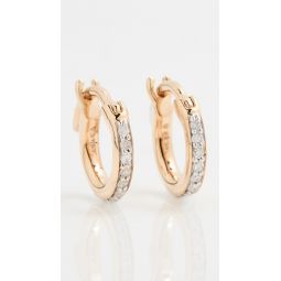 14k Gold Pave Huggie Hoop Earrings