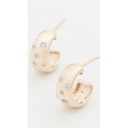 14k Celestial Diamonds Wide Huggie Hoops