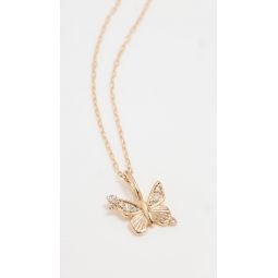 14k Diamond Butterfly Mini Bead Charm Necklace