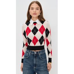 Carolann Argyle Pullover With Woven Collar