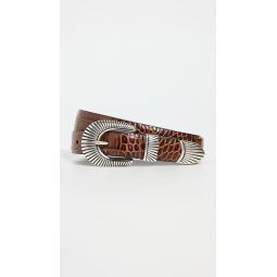 Narrow Western Mock Croc Belt