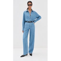 Chambray Relaxed Wide Leg Pants