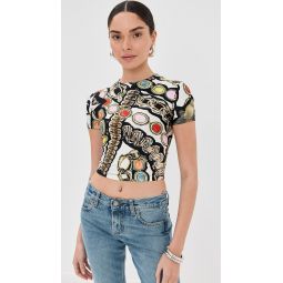 Gemstone Chain Printed Cropped Tee
