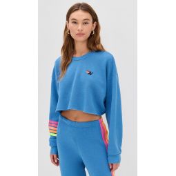 Rugby Stitch Cropped Crew Sweatshirt