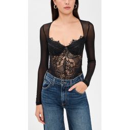 Farrah Lace Mesh Thong Bodysuit