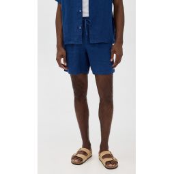 Navy Linen Leisure Shorts 6.25