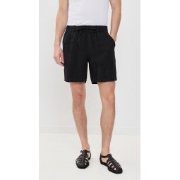 Black Linen Leisure Shorts 6.25