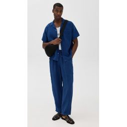 Navy Linen Leisure Pants