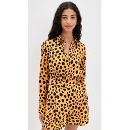 Cheetah Spot Stretch Silk Button Up Shirt