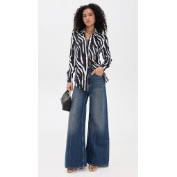 Zebra Button Up Blouse