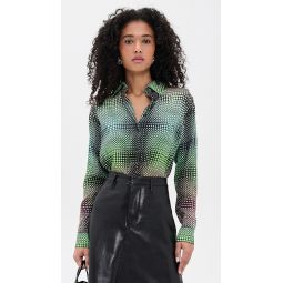 Seaglass Dot Gradient Button Up Blouse