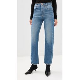 Curved Cotton Denim Jeans