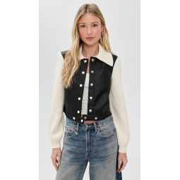Faux Leather Knit Sleeve Ciara Jacket