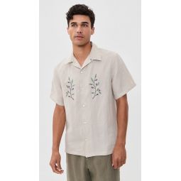 Embroidered Camp Collar Short Sleeve Shirt