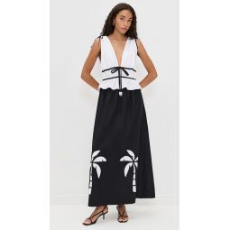 Palm Tree Embroidery Maxi Dress