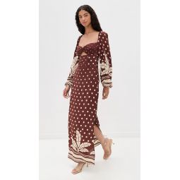 Cropped Palm Tree Print Crepe Dress