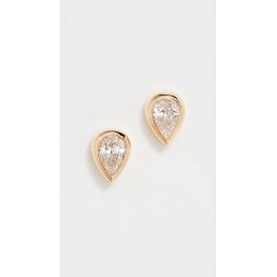 Bezel Set Diamond Pear Stud Earrings