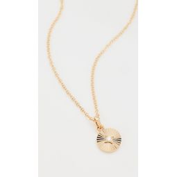 14k Gold & Diamond Fluted Disc Necklace